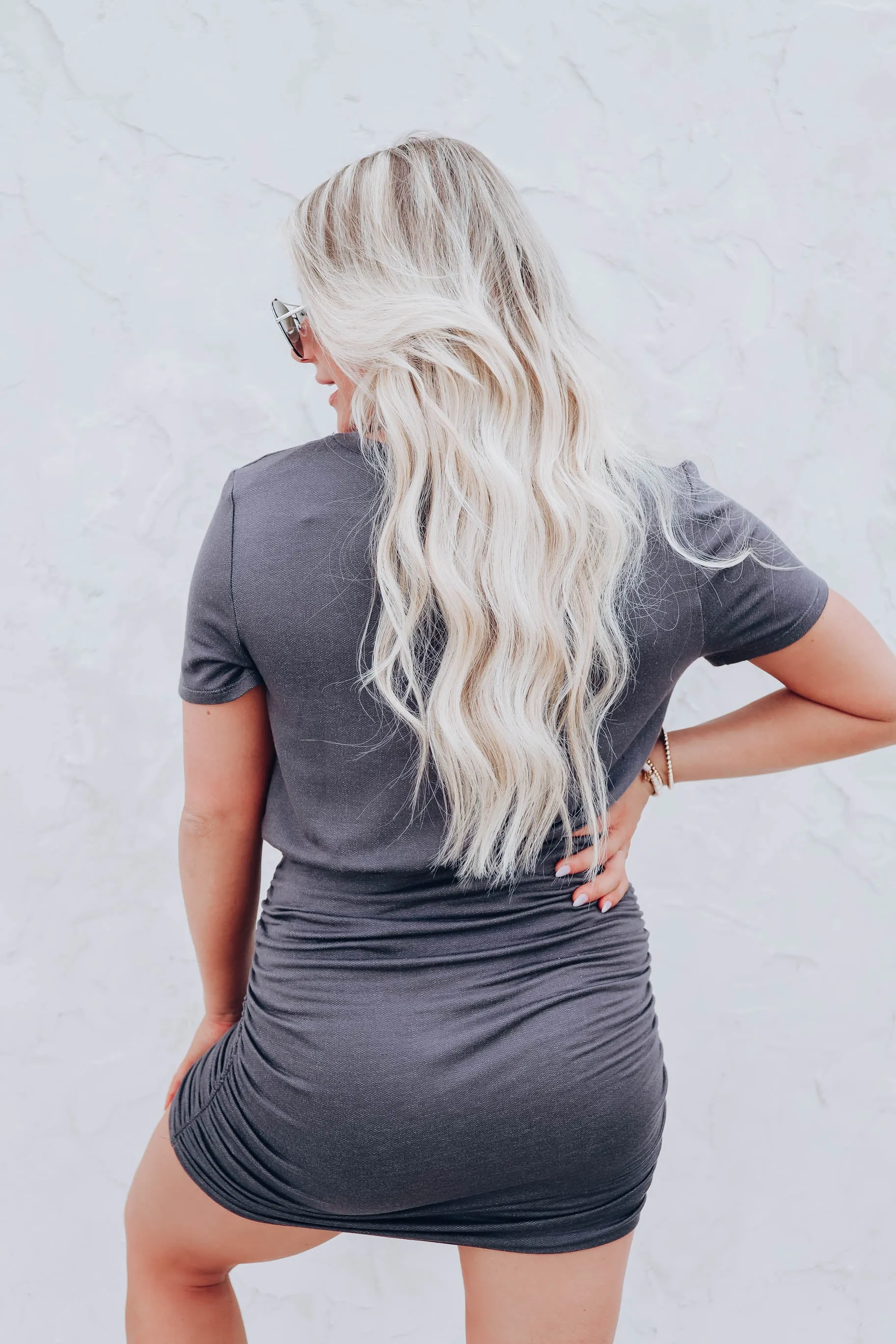 Hallie Charcoal Ruched Dress