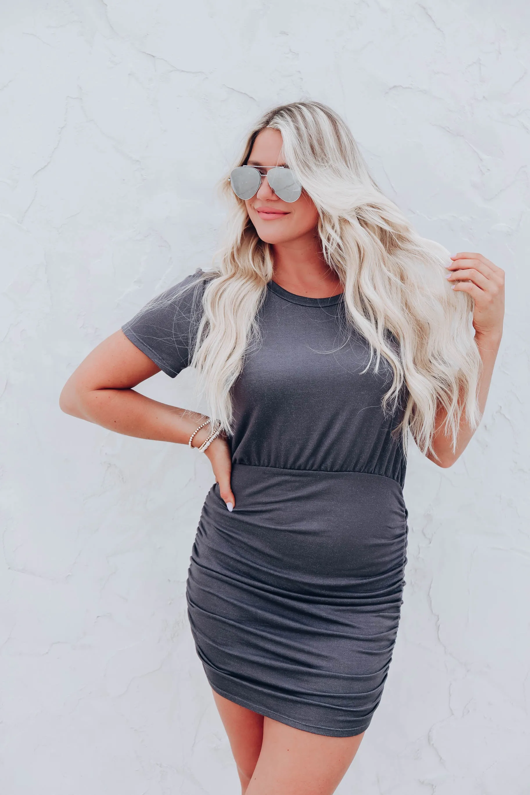 Hallie Charcoal Ruched Dress