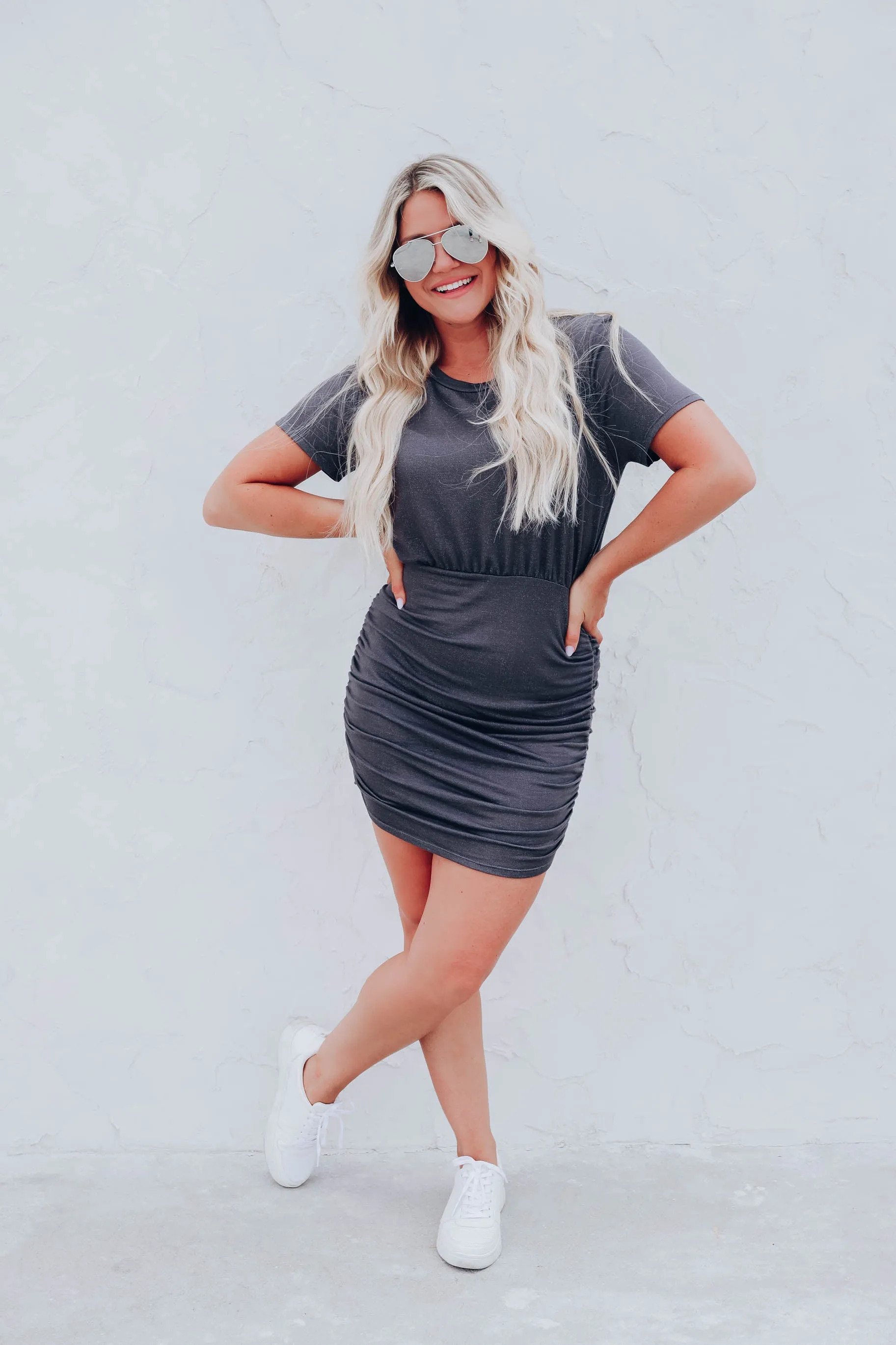 Hallie Charcoal Ruched Dress