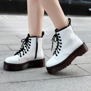 High-Quality Patent Leather Thick-Soled Boots for Women