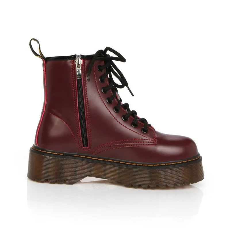 High-Quality Patent Leather Thick-Soled Boots for Women
