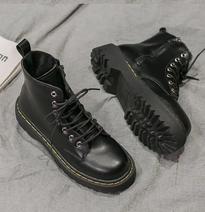 High-Quality Patent Leather Thick-Soled Boots for Women
