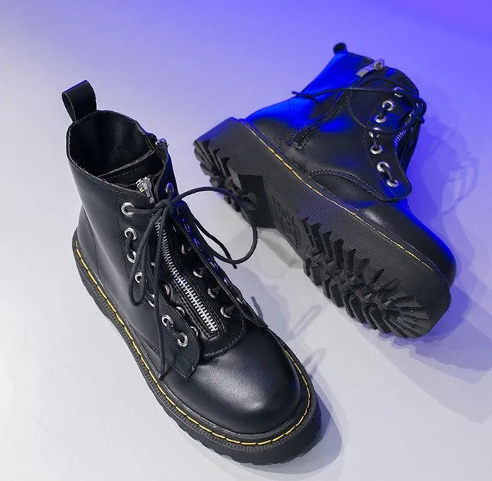 High-Quality Patent Leather Thick-Soled Boots for Women