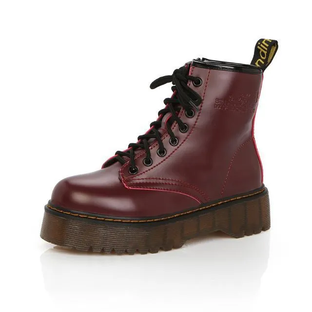 High-Quality Patent Leather Thick-Soled Boots for Women