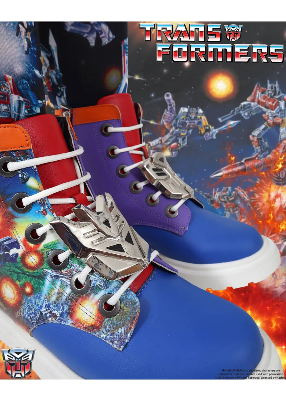 Irregular Choice x Transformers Battle Ready Boots Blue Red