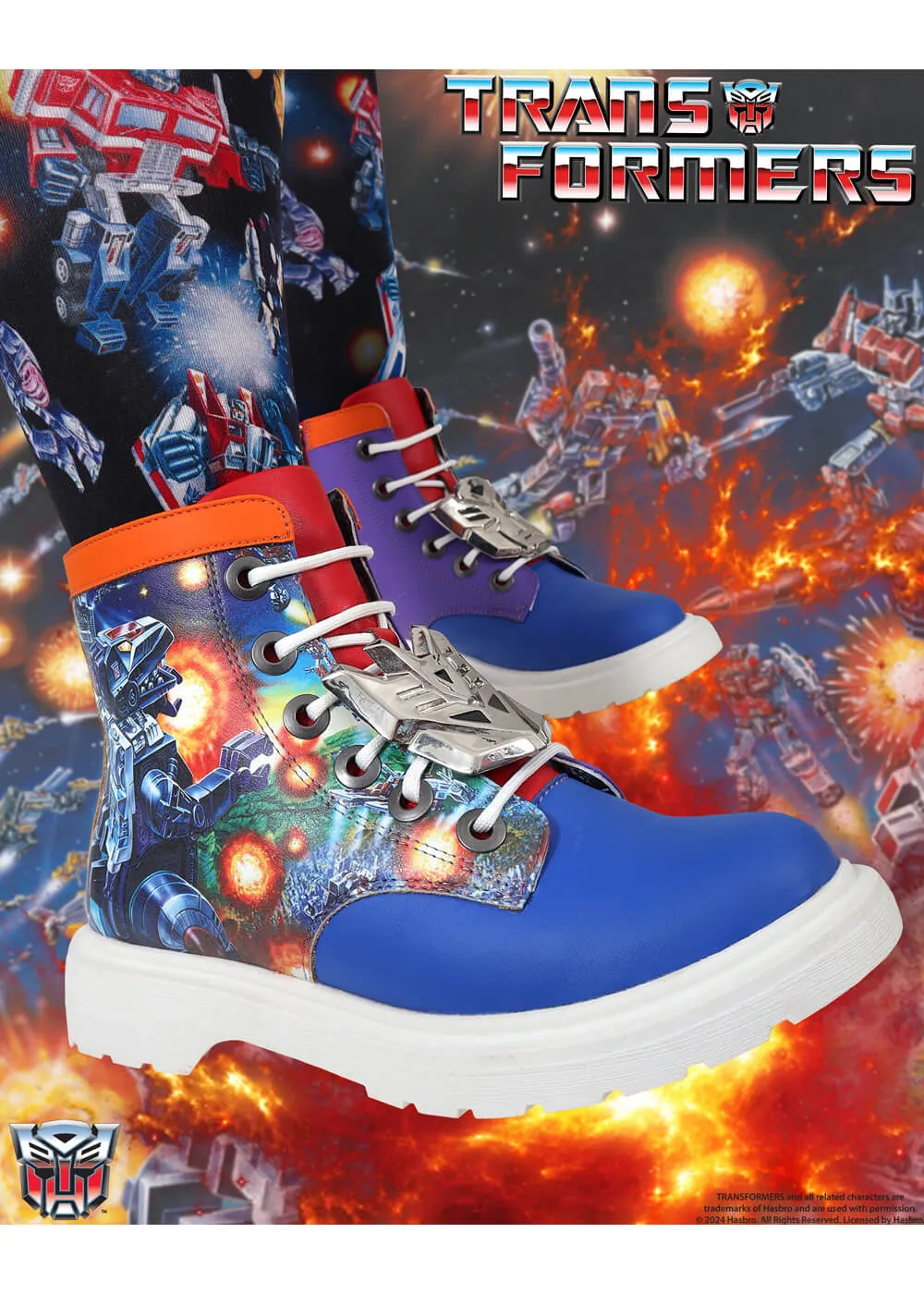 Irregular Choice x Transformers Battle Ready Boots Blue Red