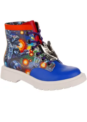 Irregular Choice x Transformers Battle Ready Boots Blue Red