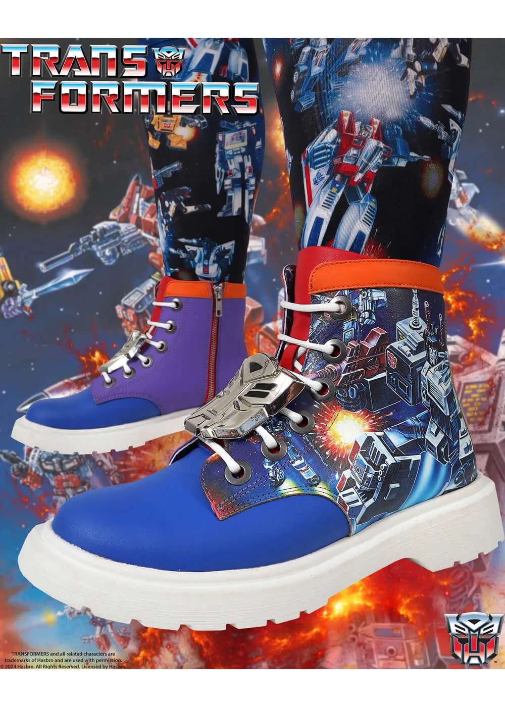 Irregular Choice x Transformers Battle Ready Boots Blue Red
