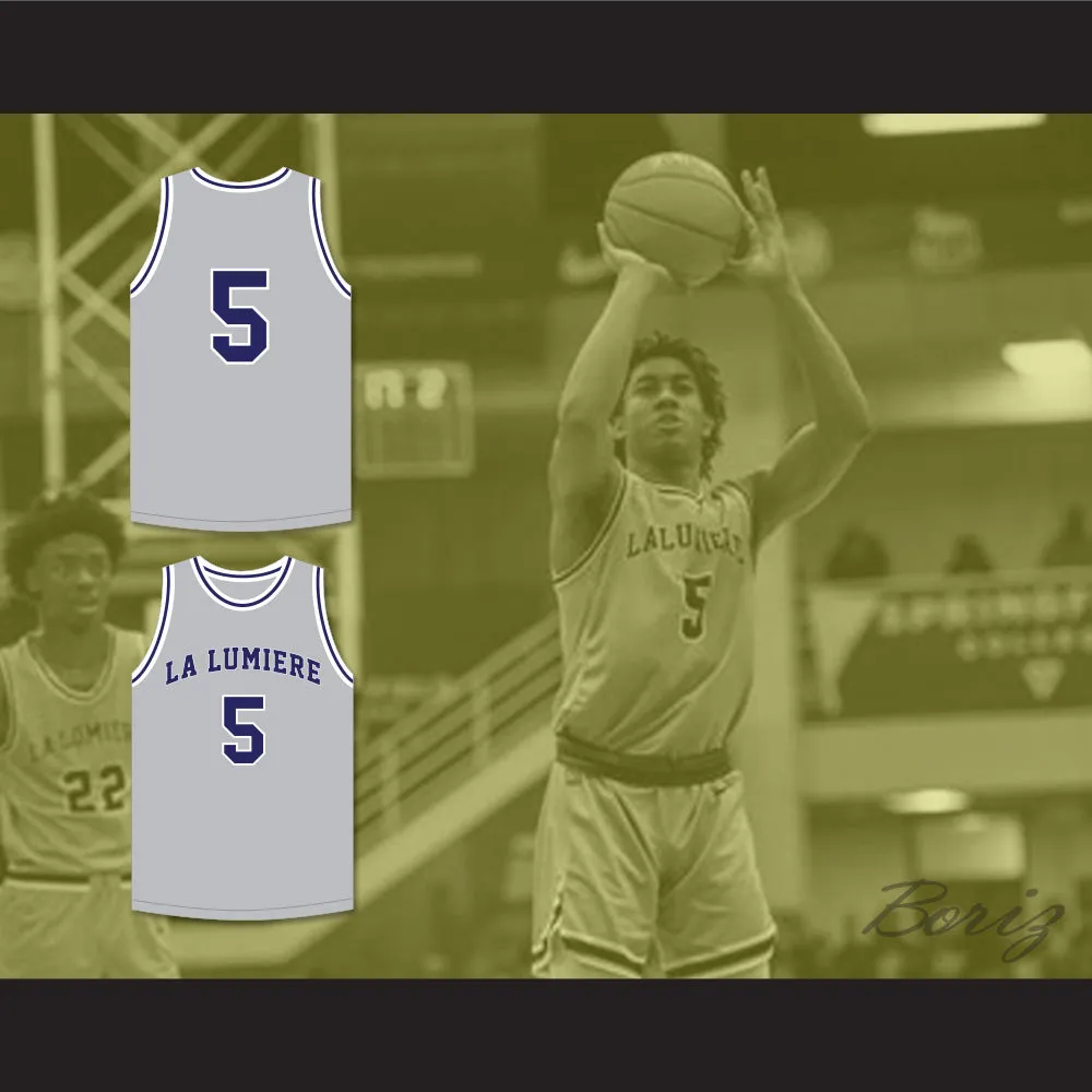 Jaden Ivey 5 La Lumiere School Lakers Light Gray Basketball Jersey 1