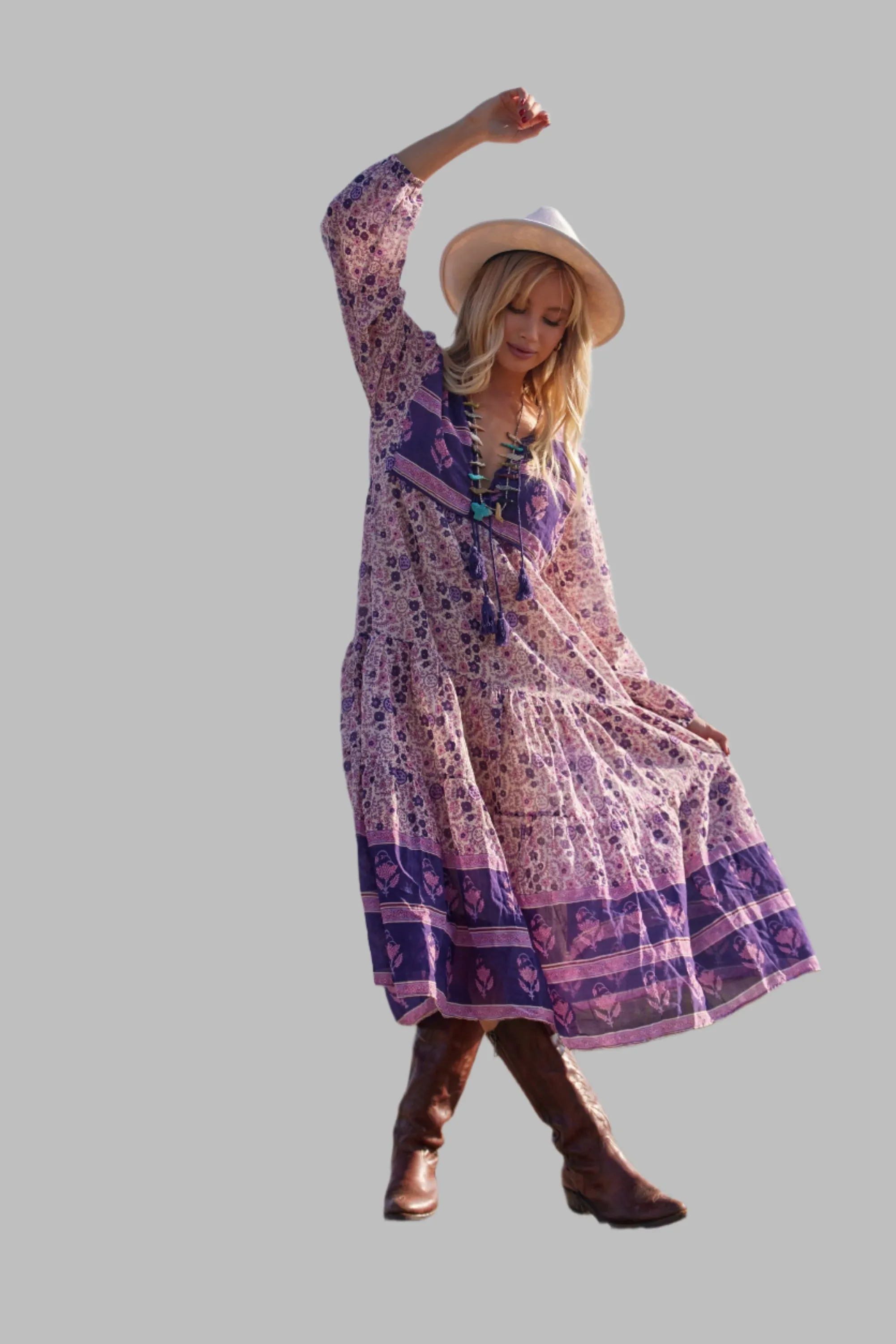 Kayla Printed Midi Dress Violet
