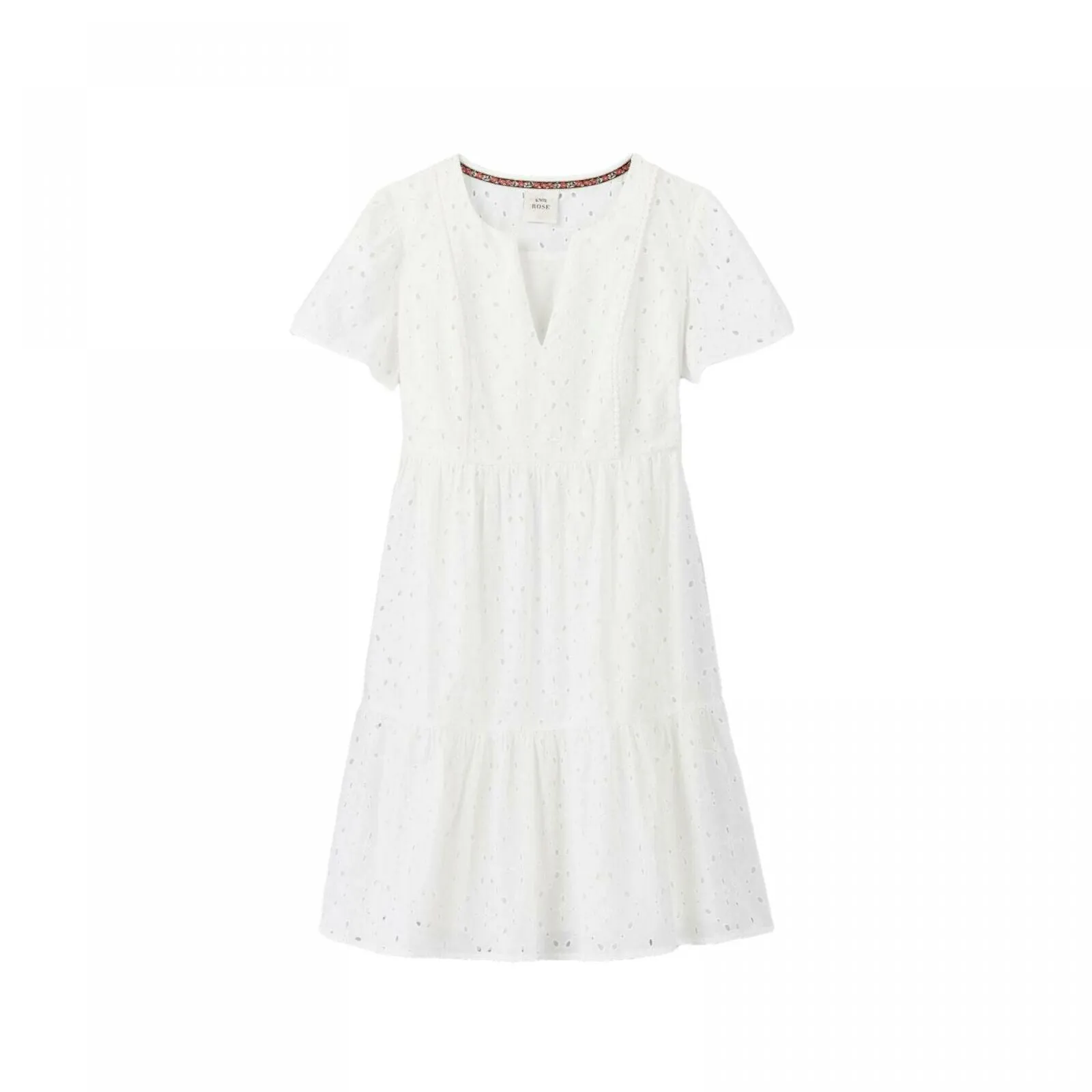 Knox Rose Women's Eyelet Short Sleeve Knee Length Swing Dress