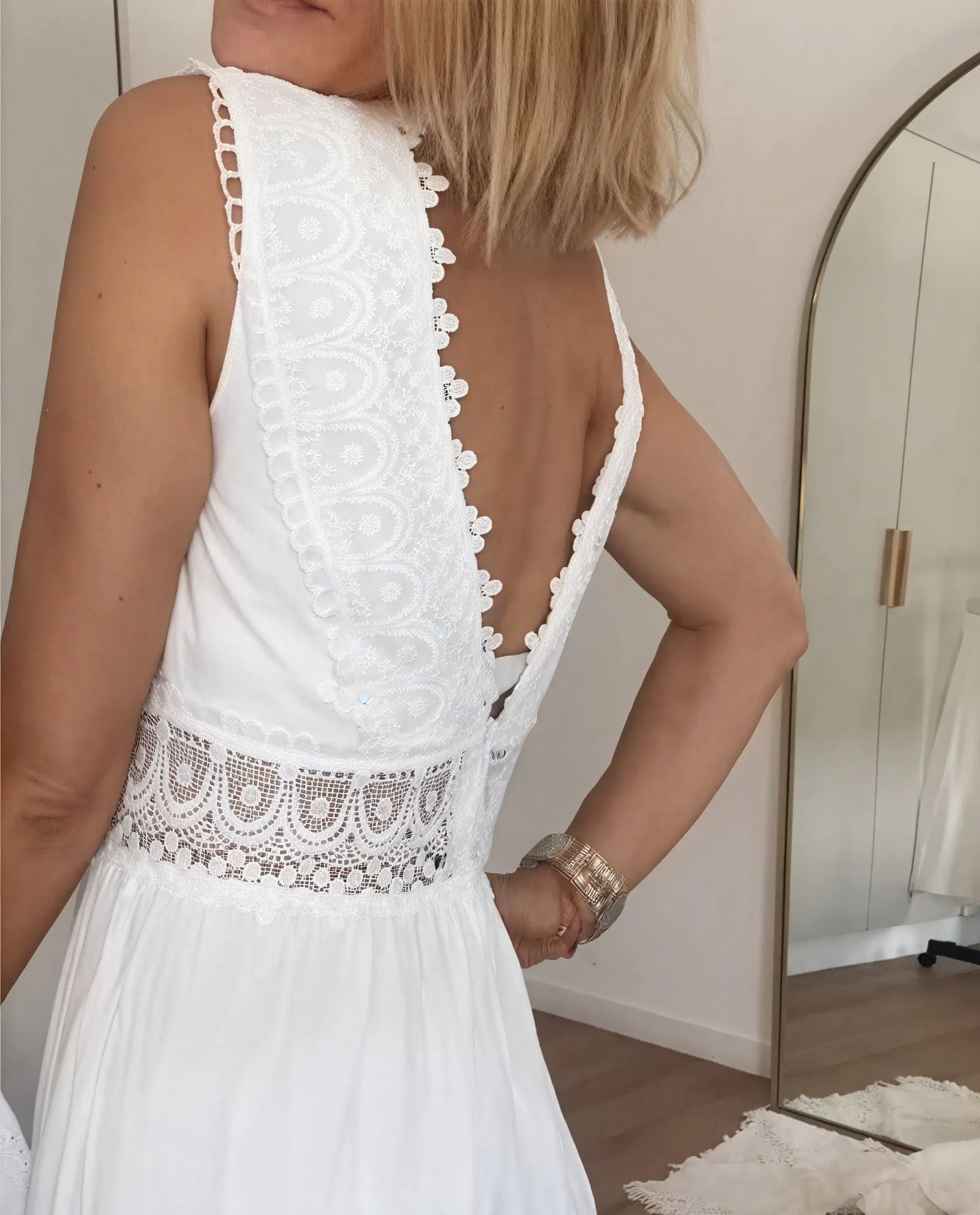 Lace Trim Tiered Maxi Dress