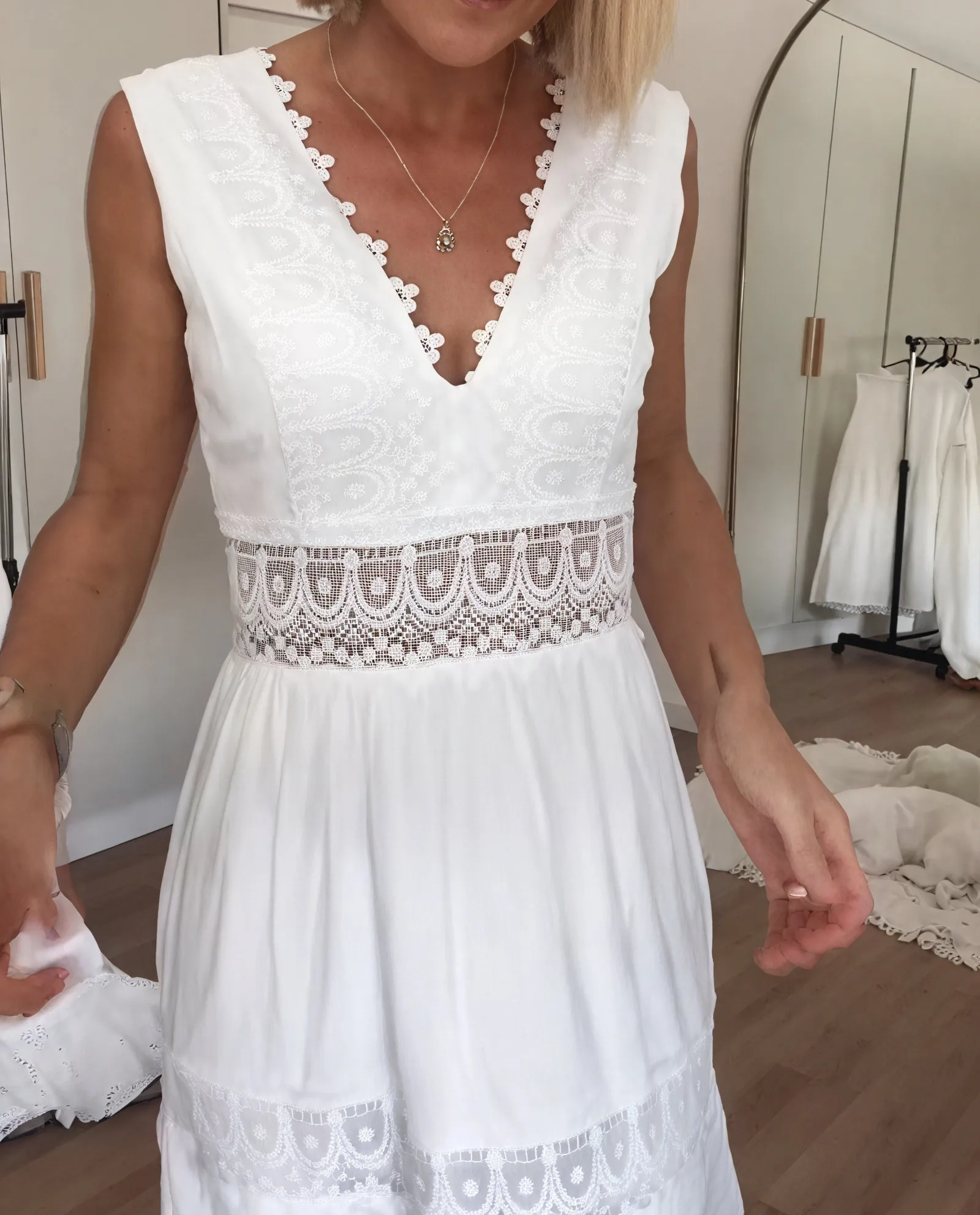Lace Trim Tiered Maxi Dress