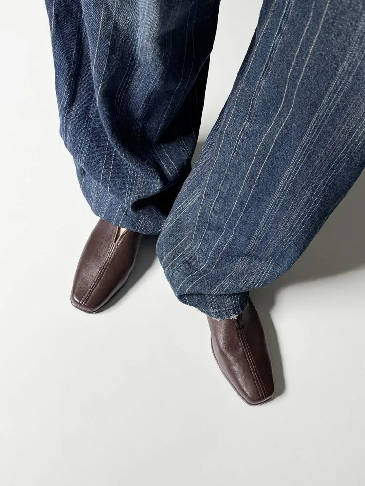 Leather Loafer with Low Heel