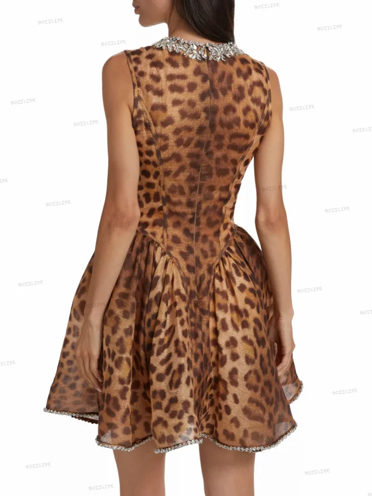 Leopard Print Neck Rhinestone