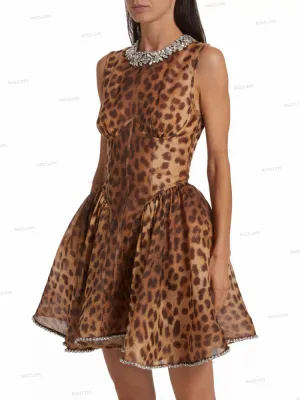 Leopard Print Neck Rhinestone