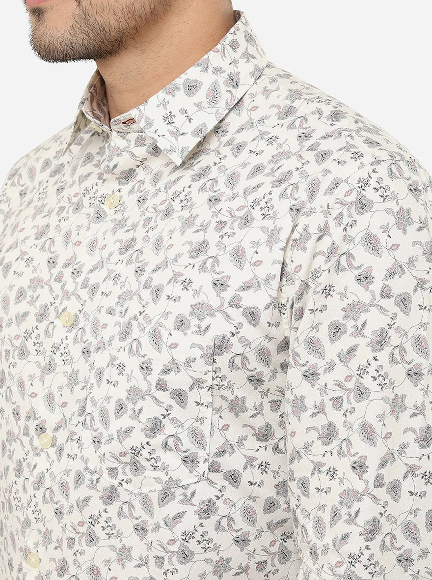 Light Yellow Printed Slim Fit Semi Casual Shirt | JadeBlue