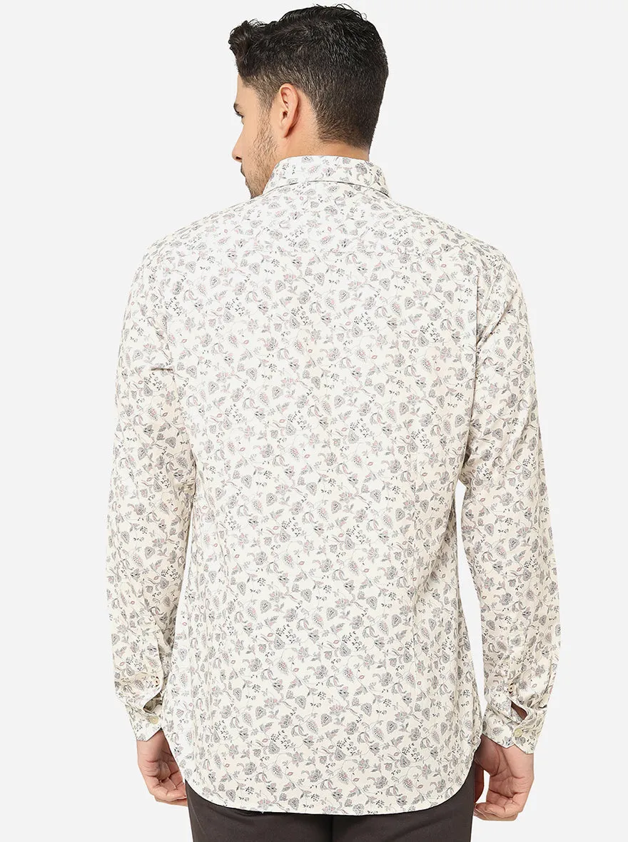 Light Yellow Printed Slim Fit Semi Casual Shirt | JadeBlue