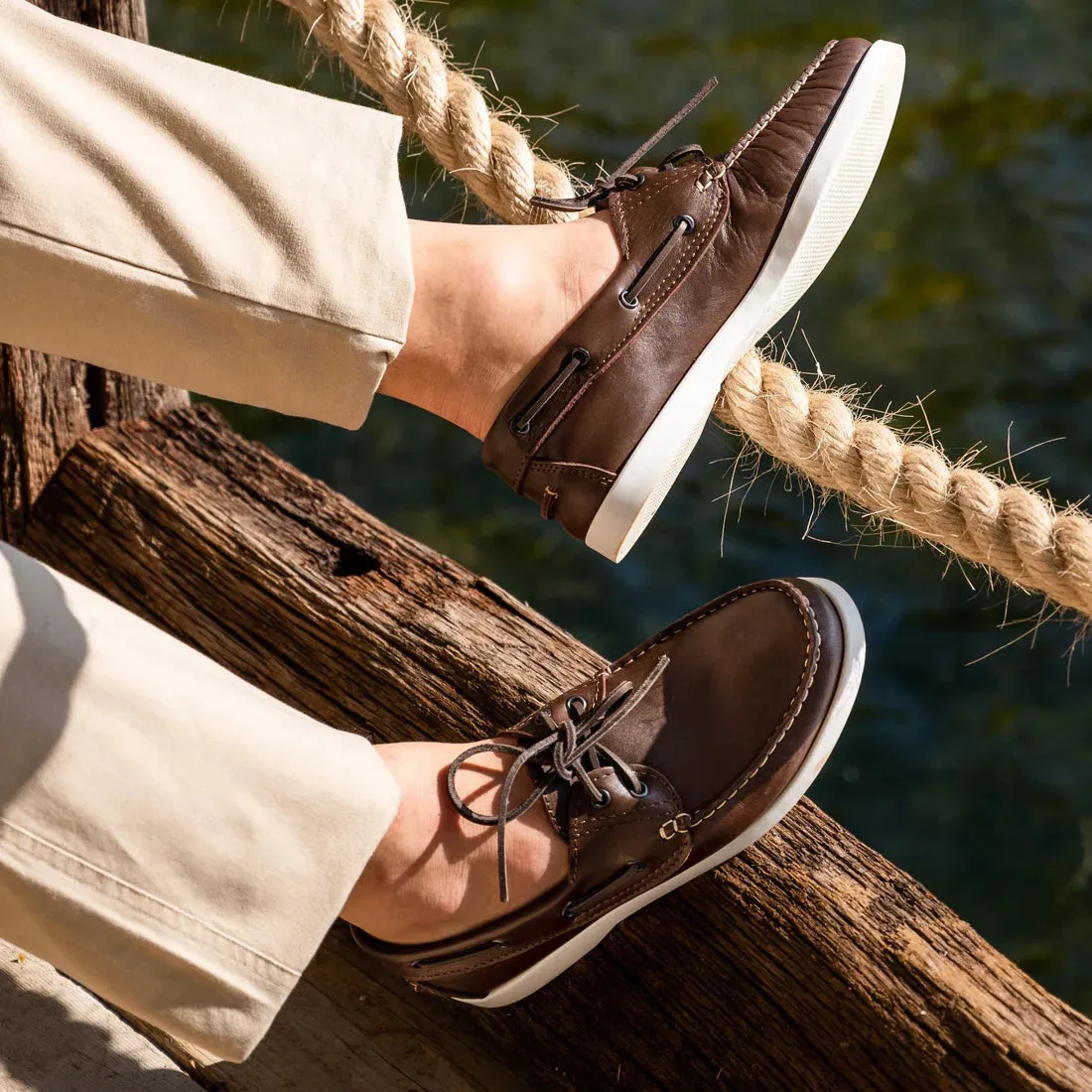 Loafers Boat 01 with Dark Brown Leather Laces