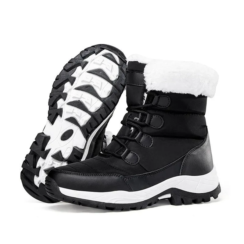 Long plush and warm women's snow boots