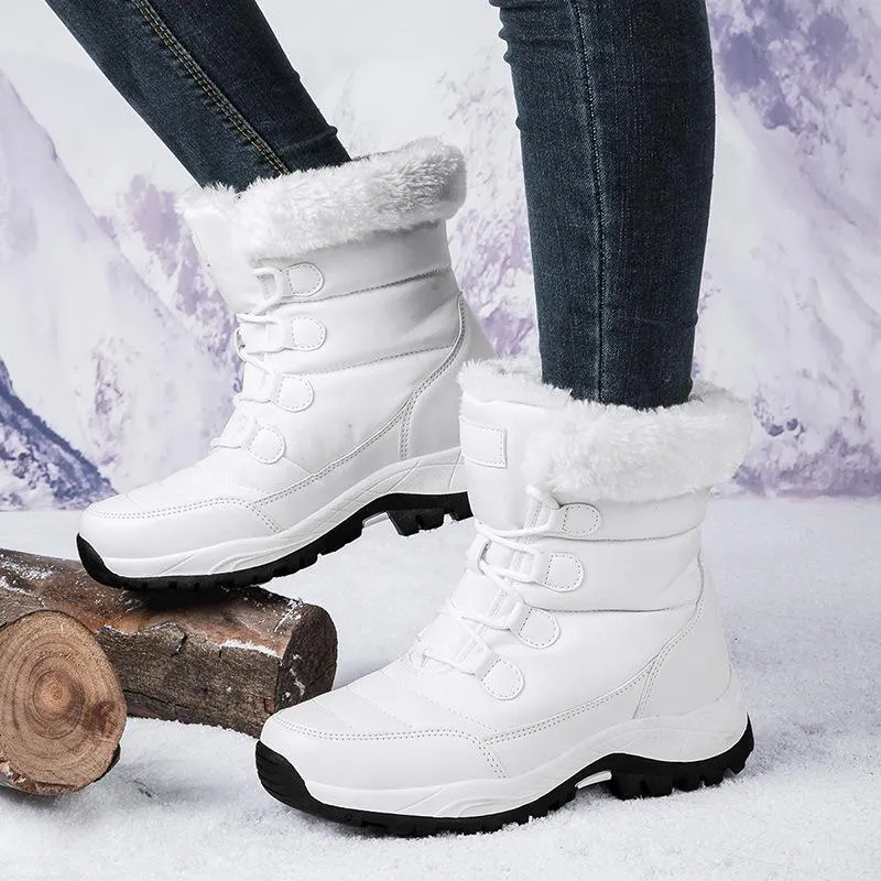 Long plush and warm women's snow boots