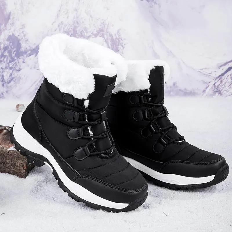 Long plush and warm women's snow boots