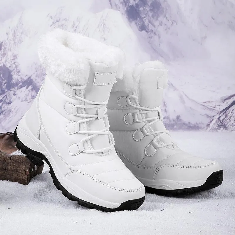 Long plush and warm women's snow boots