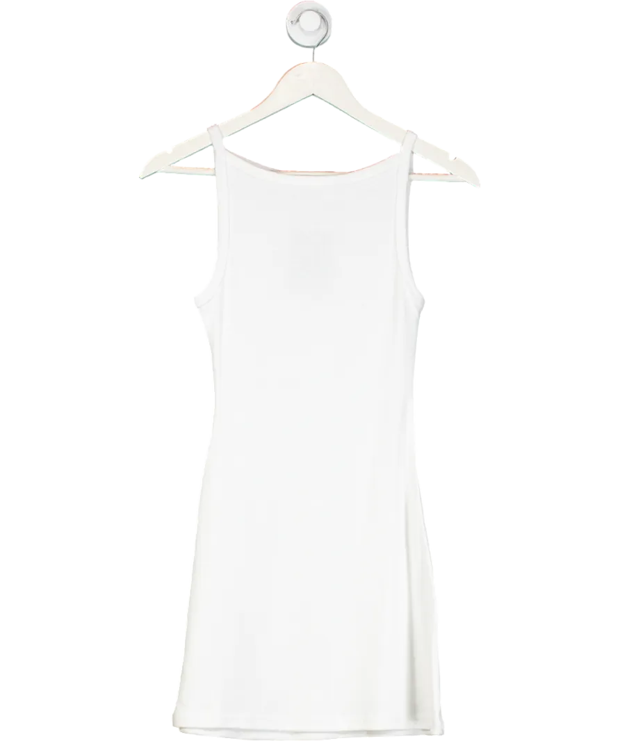 Los Angeles Apparel White Heavy Rib Spaghetti Mini Dress UK S