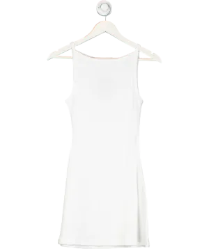 Los Angeles Apparel White Heavy Rib Spaghetti Mini Dress UK S