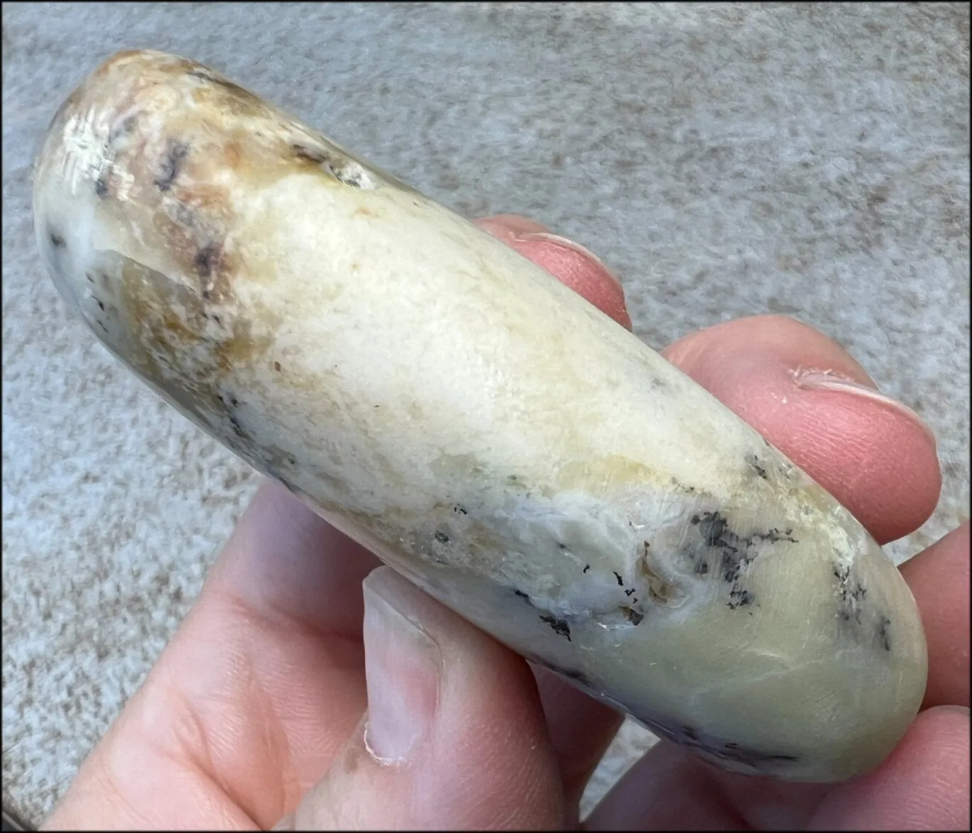 Madagascar Light GREEN OPAL Palm Stone with Lots of Dendritic inclusions