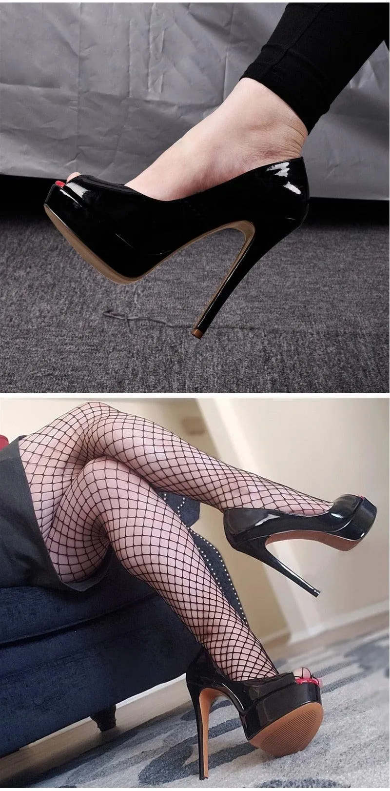 Make a Statement with Peep Toe Platform Spike Pumps Extremely High Heel Party Shoes
