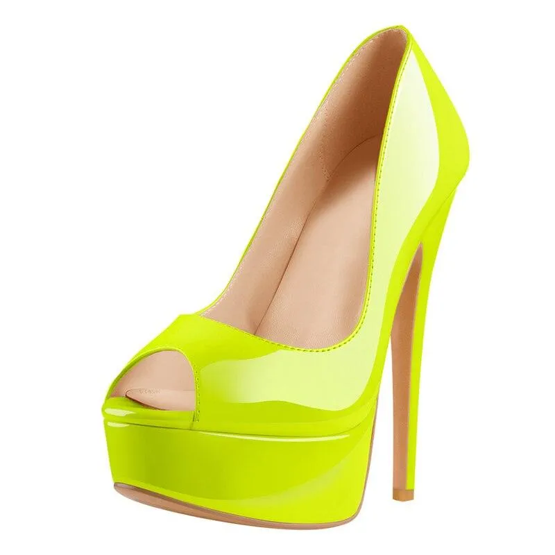 Make a Statement with Peep Toe Platform Spike Pumps Extremely High Heel Party Shoes