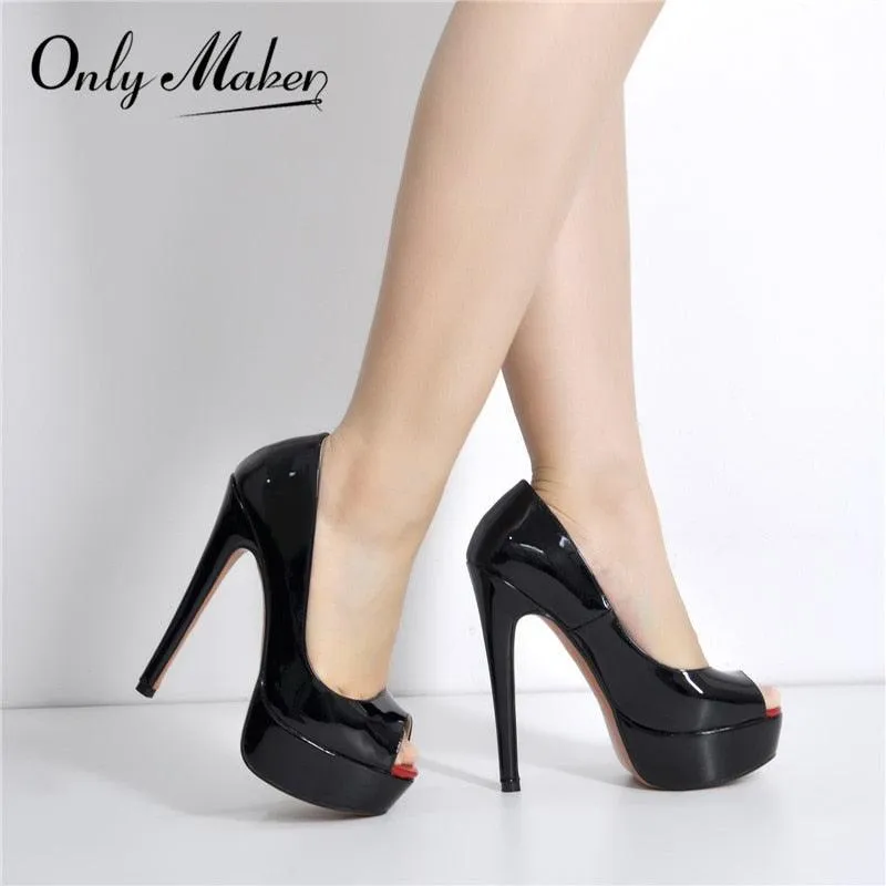 Make a Statement with Peep Toe Platform Spike Pumps Extremely High Heel Party Shoes