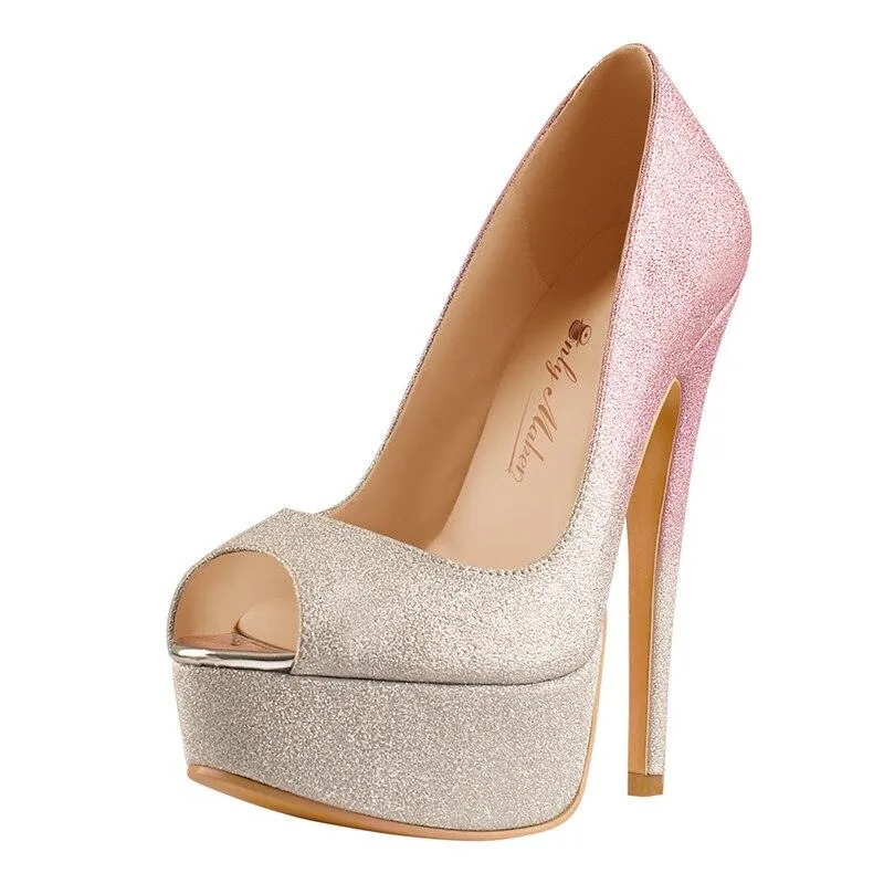 Make a Statement with Peep Toe Platform Spike Pumps Extremely High Heel Party Shoes
