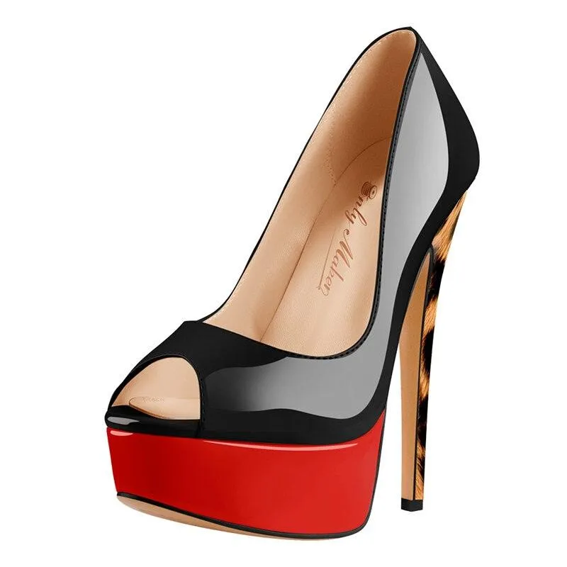 Make a Statement with Peep Toe Platform Spike Pumps Extremely High Heel Party Shoes