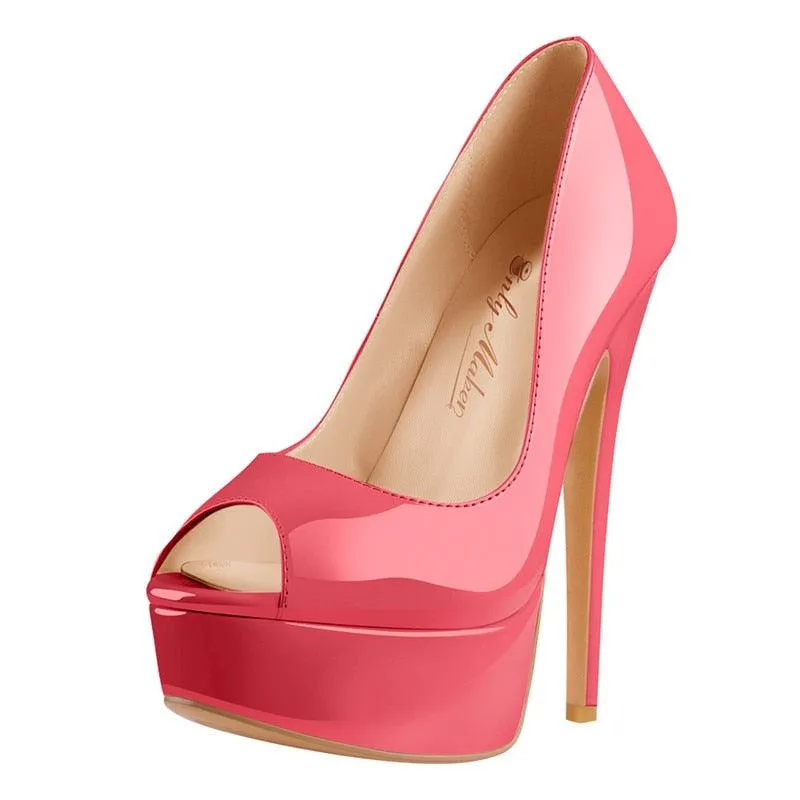 Make a Statement with Peep Toe Platform Spike Pumps Extremely High Heel Party Shoes