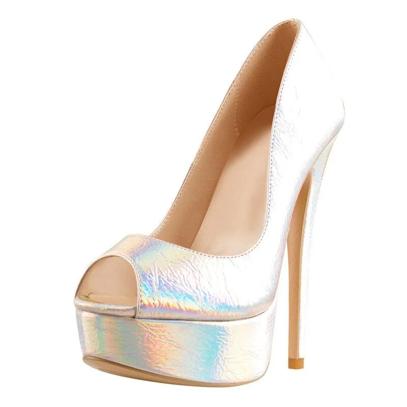 Make a Statement with Peep Toe Platform Spike Pumps Extremely High Heel Party Shoes