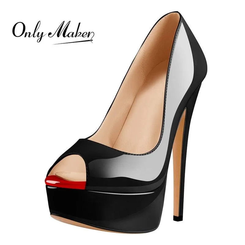 Make a Statement with Peep Toe Platform Spike Pumps Extremely High Heel Party Shoes