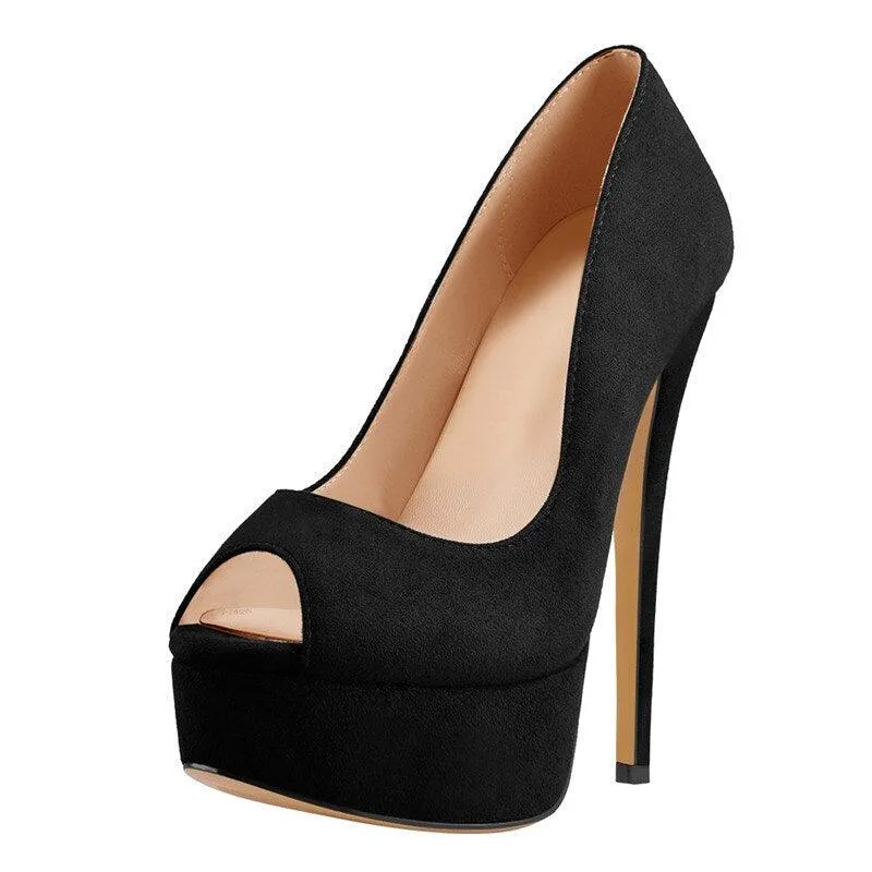 Make a Statement with Peep Toe Platform Spike Pumps Extremely High Heel Party Shoes