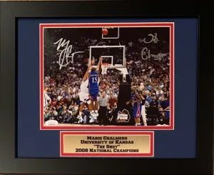 Mario Chalmers Autographed Kansas Jayhawks THE SHOT 2008 Framed 8x10 Photo JSA