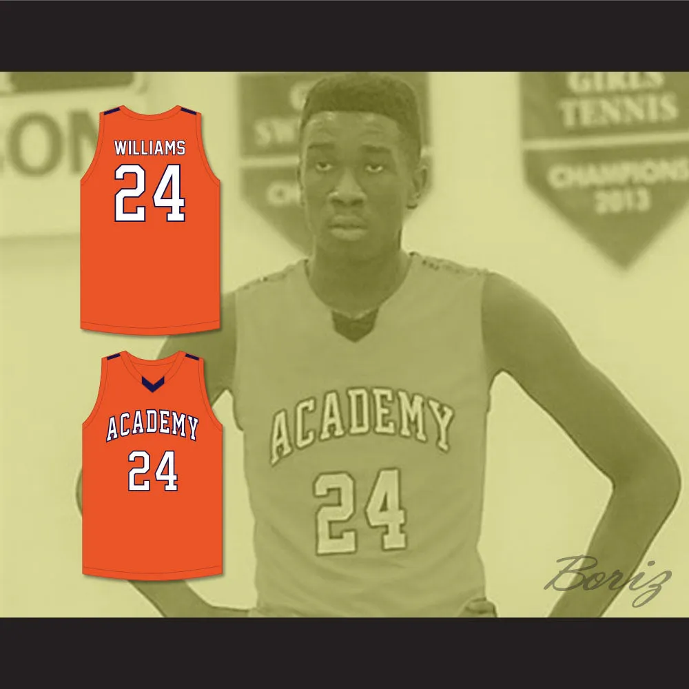 Mark Williams 24 Norfolk Academy Bulldogs Orange Basketball Jersey 2