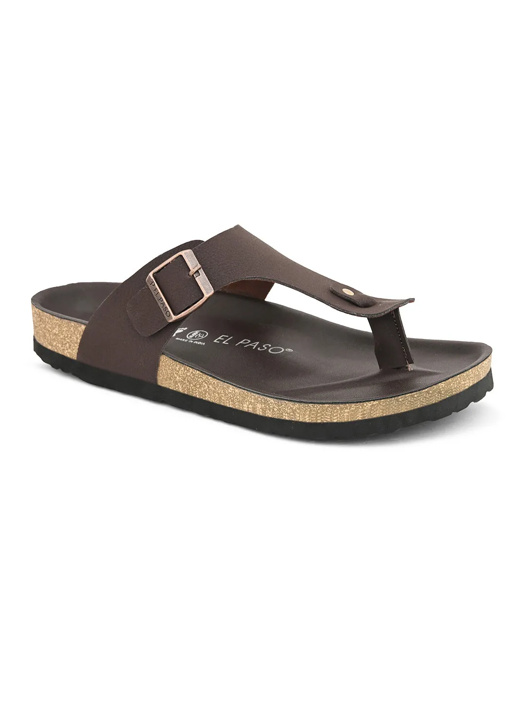 Midnight Black Leather Thong Sandal For Men