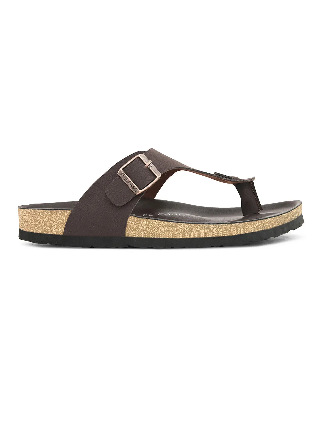 Midnight Black Leather Thong Sandal For Men