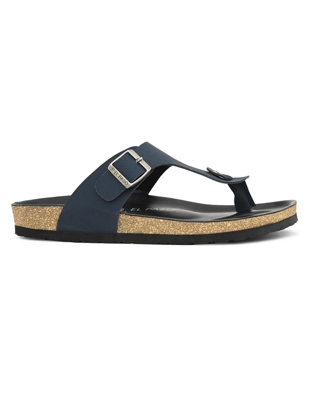 Midnight Black Leather Thong Sandal For Men