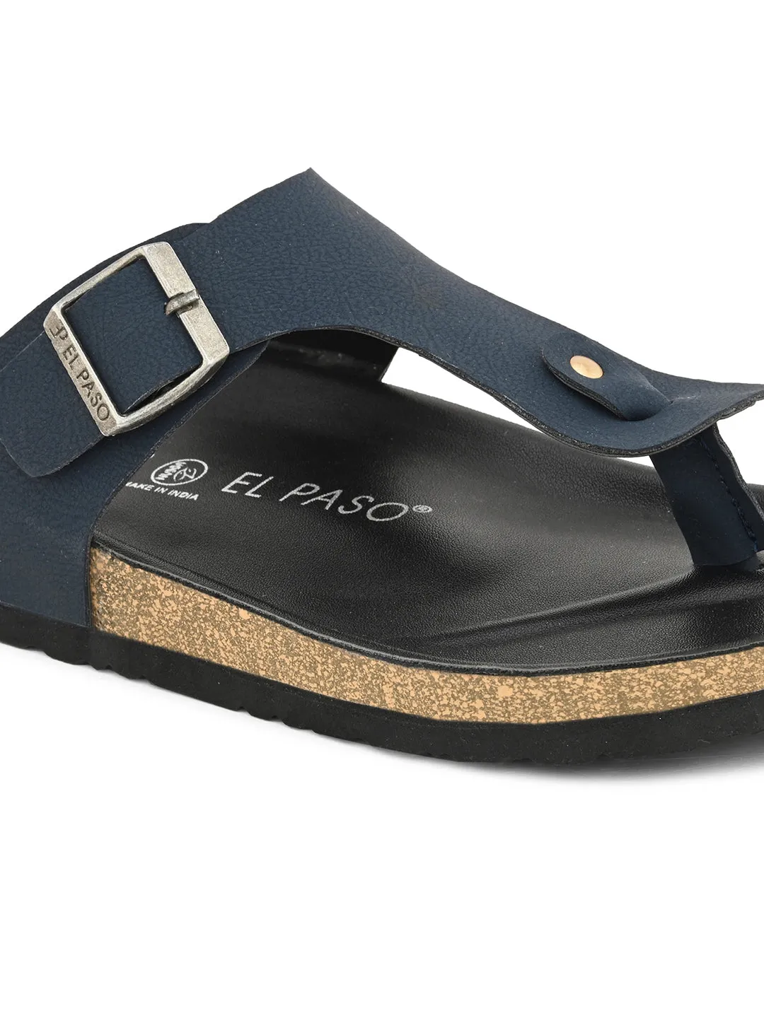 Midnight Black Leather Thong Sandal For Men