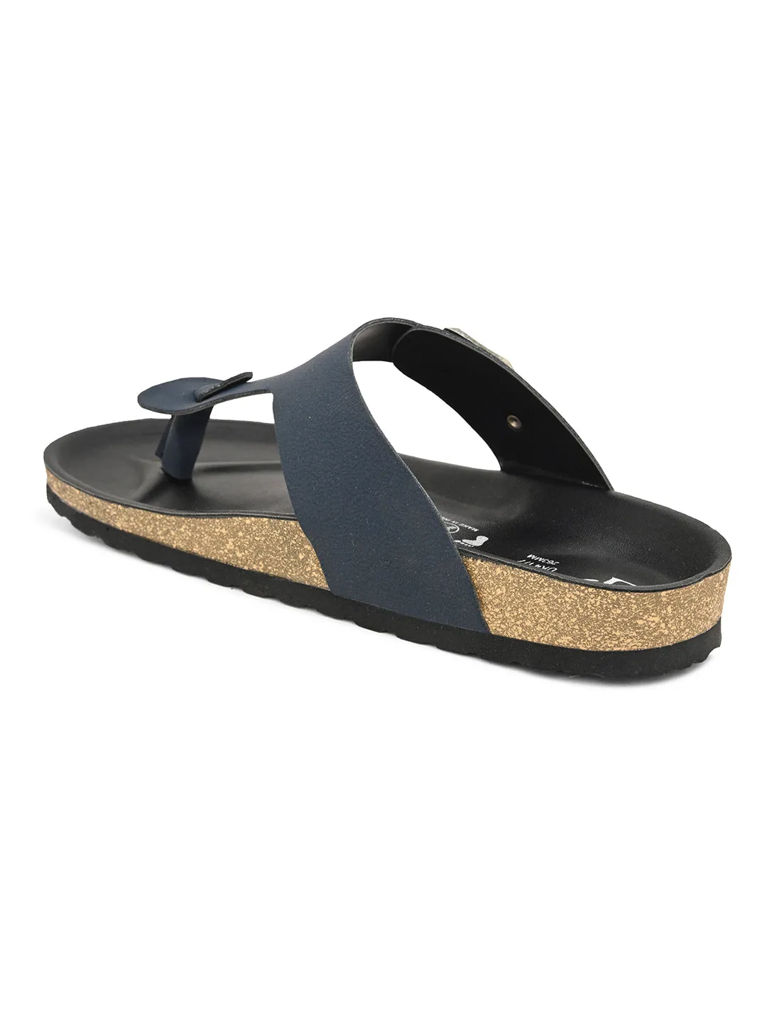 Midnight Black Leather Thong Sandal For Men