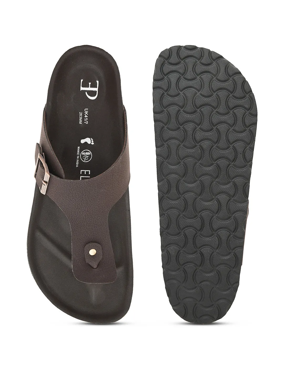 Midnight Black Leather Thong Sandal For Men
