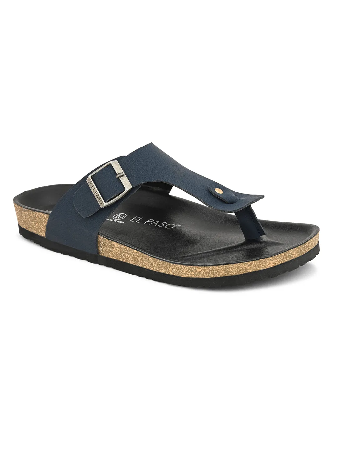 Midnight Black Leather Thong Sandal For Men