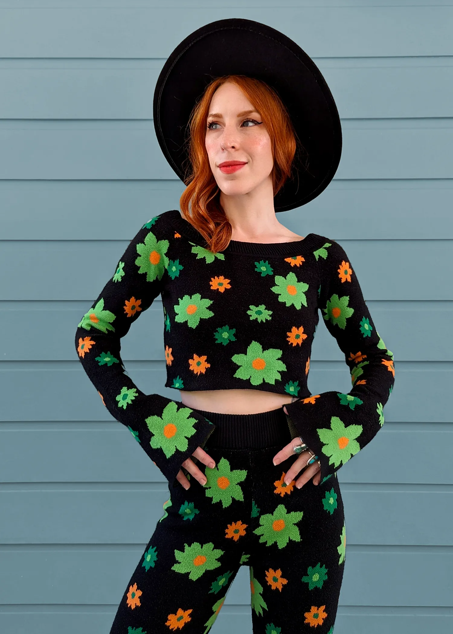 Midnight Garden Knit Flares