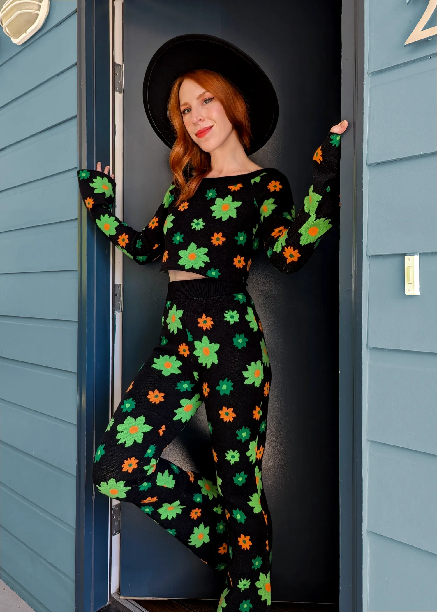Midnight Garden Knit Flares